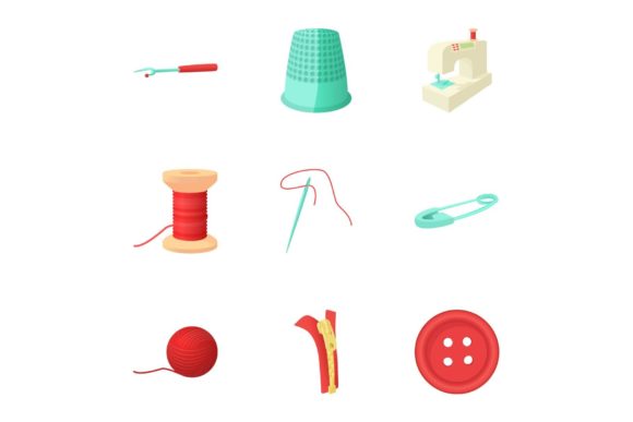 Embroidery Icons Set, Cartoon Style: A Designer's Review