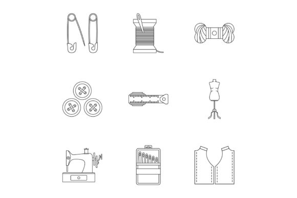 Embroidery Kit Icons, Outline Style: Real Use Review